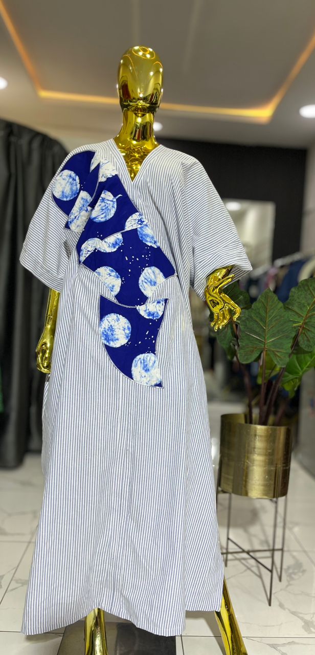 Robe rayée touché wax & imprimé léopard doré et noir.